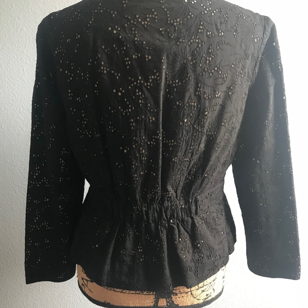 Ann Taylor Loft Eyelet Blazer Black Size 8 - Picture 5 of 8